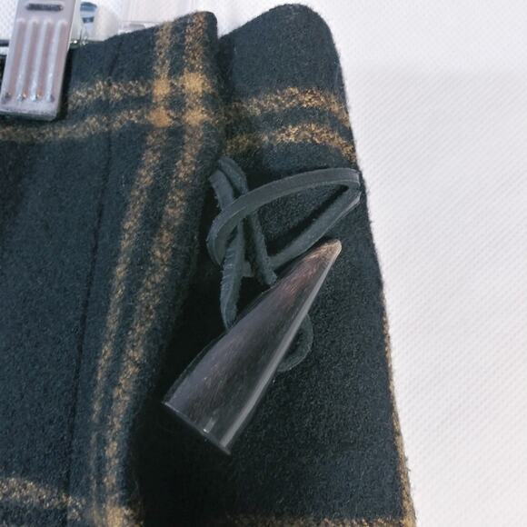Halston Lifestyle Black Brown Windowpane Wool Toggle Closure Wrap Skirt Size 18 - Picture 3 of 10